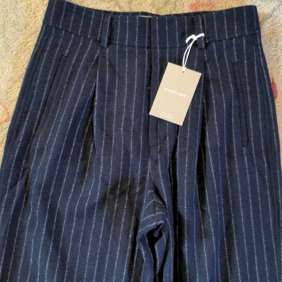 EVERLANE The ReWool® Way-High Drape Pinstripe Pant - Picture 2 of 13